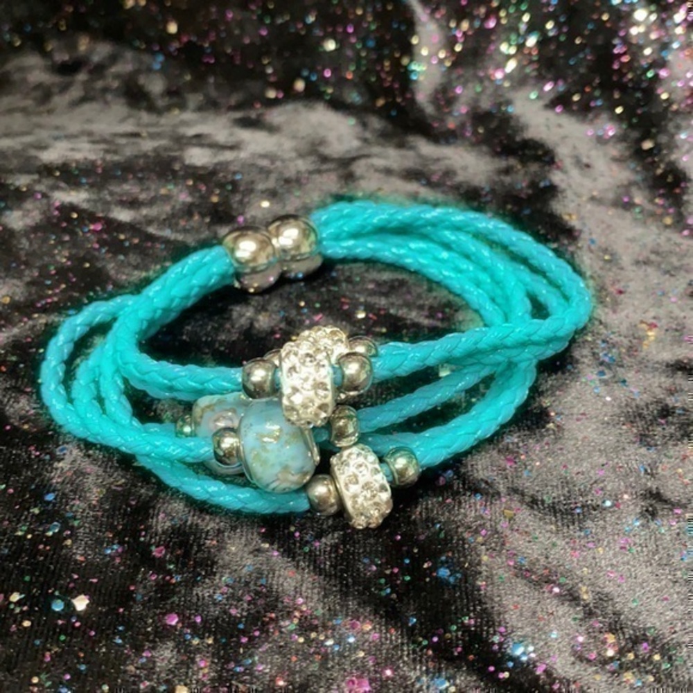 Turquoise Leather Cord Bracelet